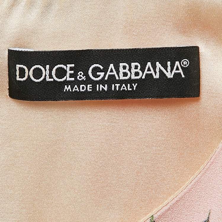 Pre Owned Dolce & Gabbana Pink/Multicolor Floral Print Crepe Button Detail Midi Dress M