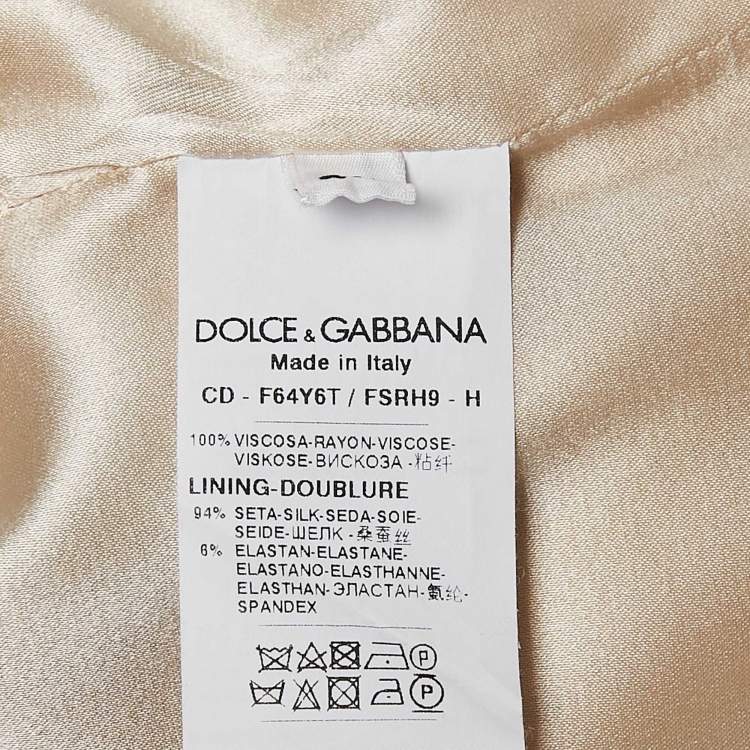 Pre Owned Dolce & Gabbana Pink/Multicolor Floral Print Crepe Button Detail Midi Dress M