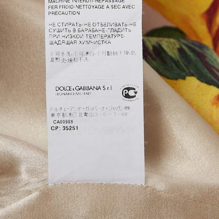 Pre Owned Dolce & Gabbana Pink/Multicolor Floral Print Crepe Button Detail Midi Dress M