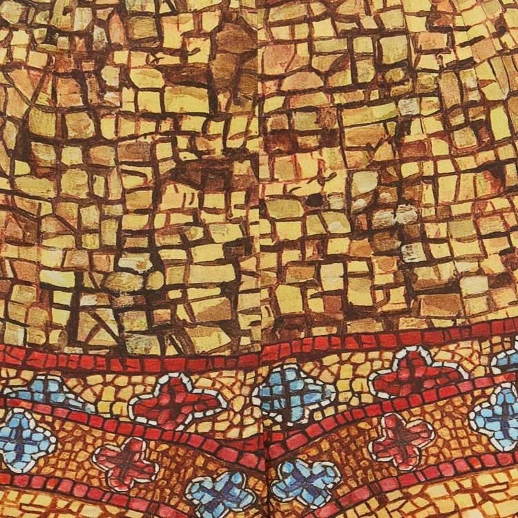 Pre Owned Dolce & Gabbana Yellow/Multicolor Printed Crepe Trousers M