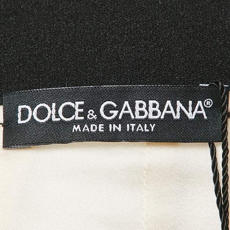 Pre Owned Dolce & Gabbana Off White Fish Print Crepe Midi Skirt S