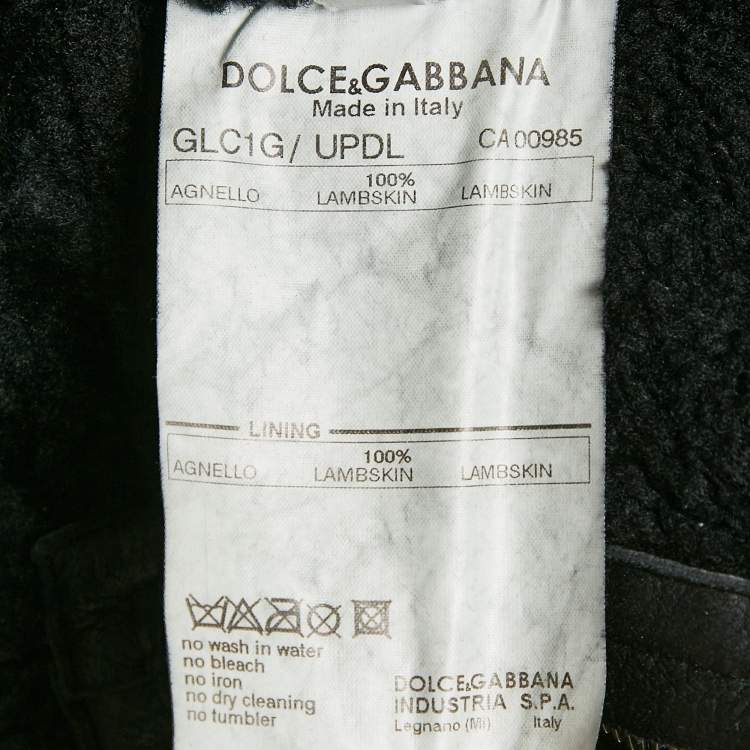 Pre Owned Dolce & Gabbana Black Leather and Fur Zip Detail Double Breasted Coat S