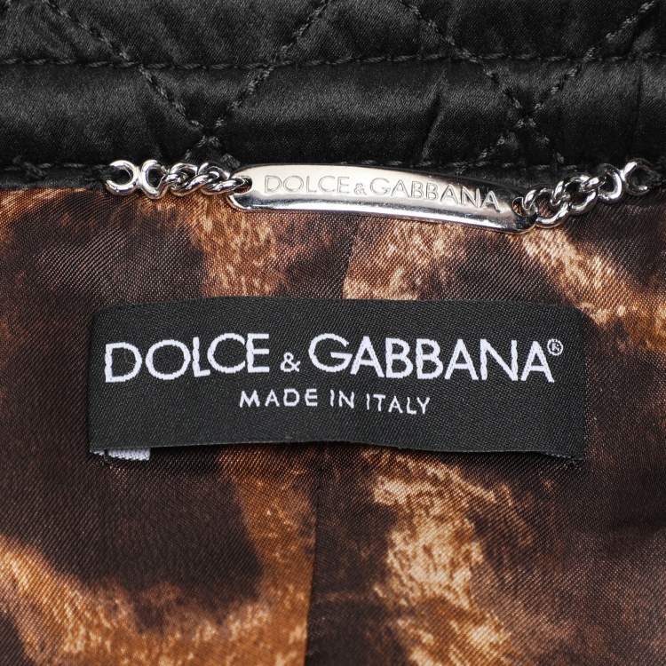 Pre Owned Dolce & Gabbana Black Wool Fur Jacket M