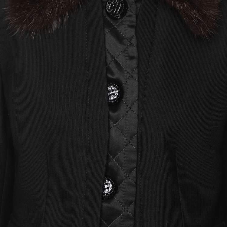 Pre Owned Dolce & Gabbana Black Wool Fur Jacket M