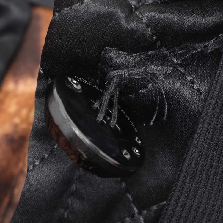 Pre Owned Dolce & Gabbana Black Wool Fur Jacket M
