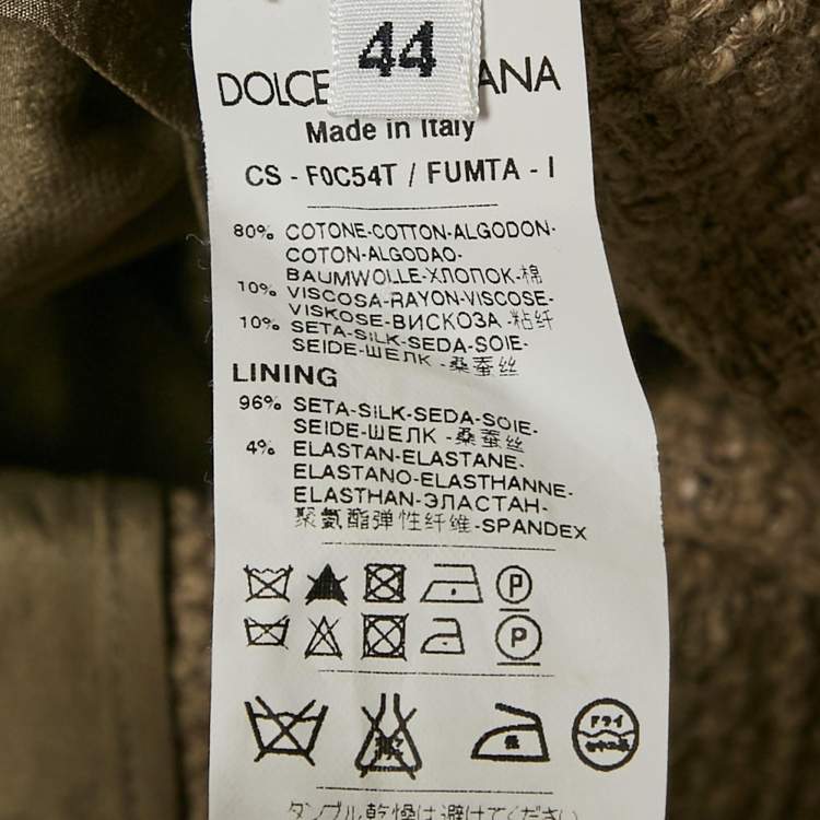 Pre Owned Dolce & Gabbana Taupe Lace Tweed Button Front Jacket M