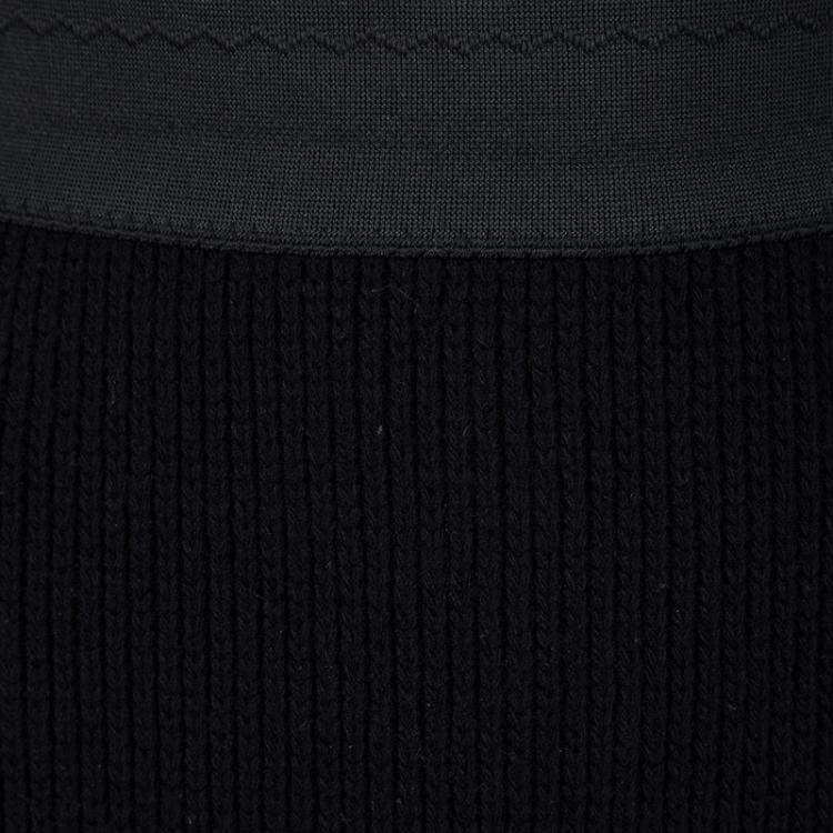 Pre Owned Dolce & Gabbana Black Wool Chunky Knit High Waist Skirt M