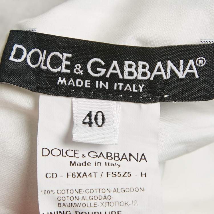 Pre Owned Dolce & Gabbana White Paint Brush Print Sleeveless Dress S