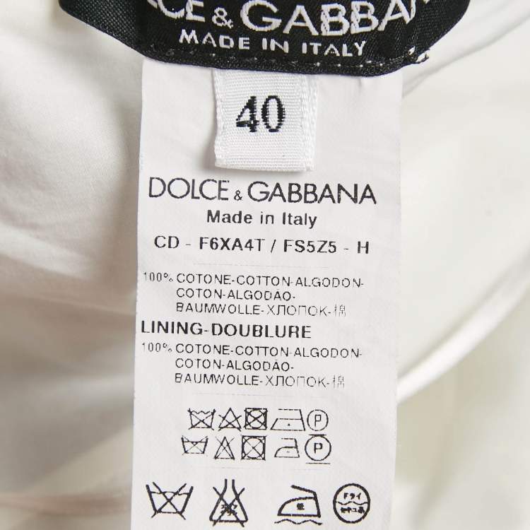 Pre Owned Dolce & Gabbana White Paint Brush Print Sleeveless Dress S