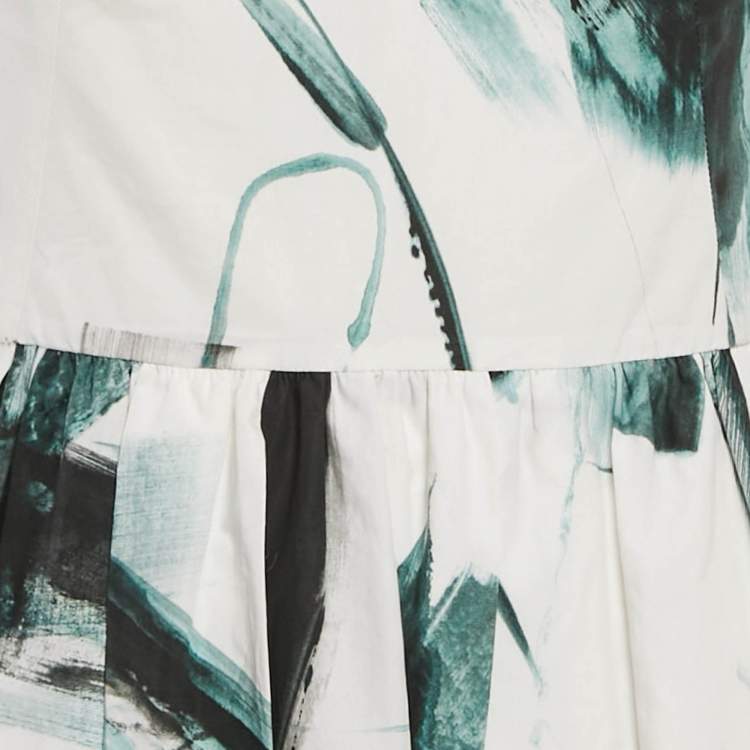 Pre Owned Dolce & Gabbana White Paint Brush Print Sleeveless Dress S