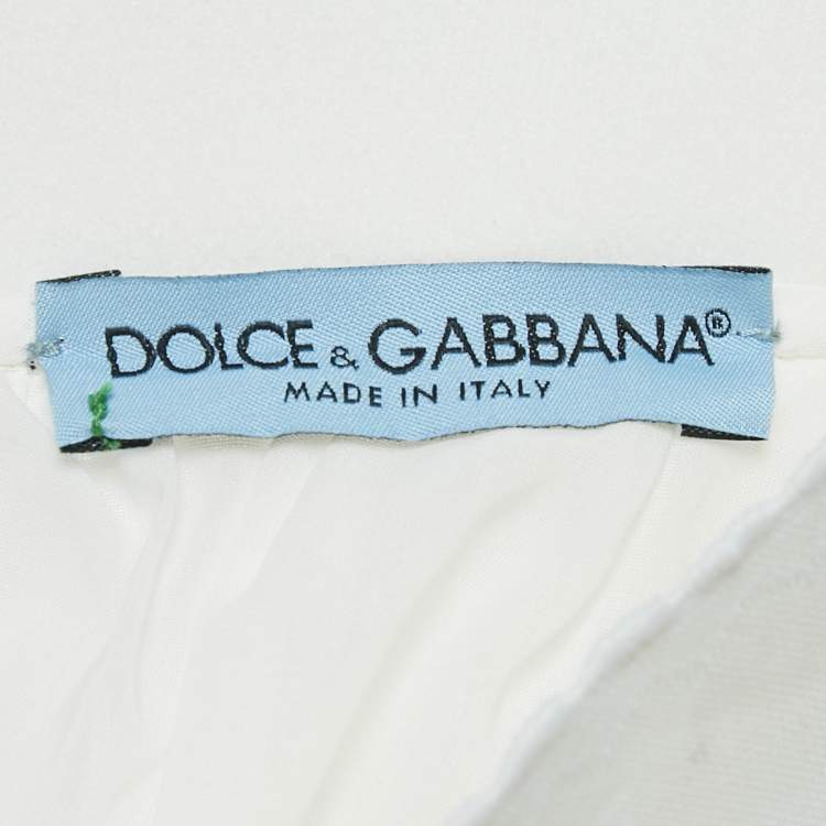 Pre Owned Dolce & Gabbana White Cotton Lace Gathered Knee Length Skirt S