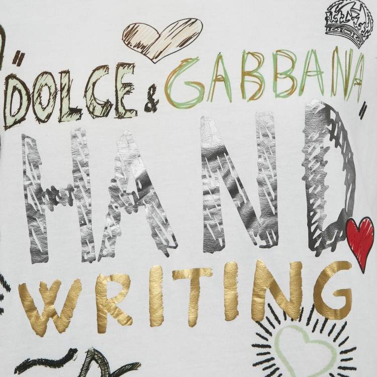 Pre Owned Dolce & Gabbana White Printed Cotton Sleeveless T-Shirt XS