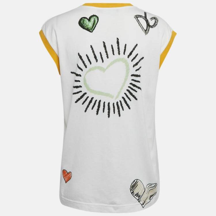 Pre Owned Dolce & Gabbana White Printed Cotton Sleeveless T-Shirt XS