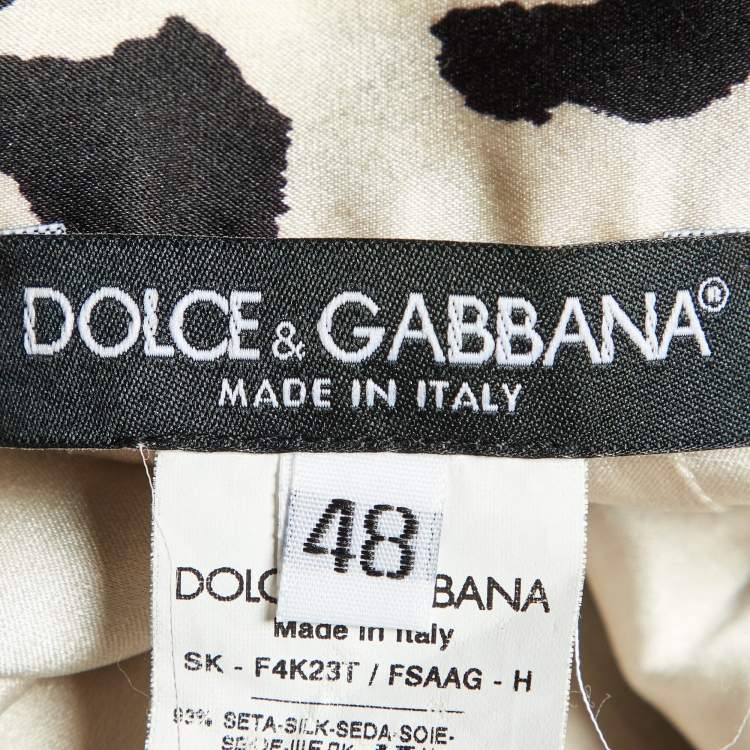 Pre Owned Dolce & Gabbana Leopard Print Silk Satin Maxi Skirt L