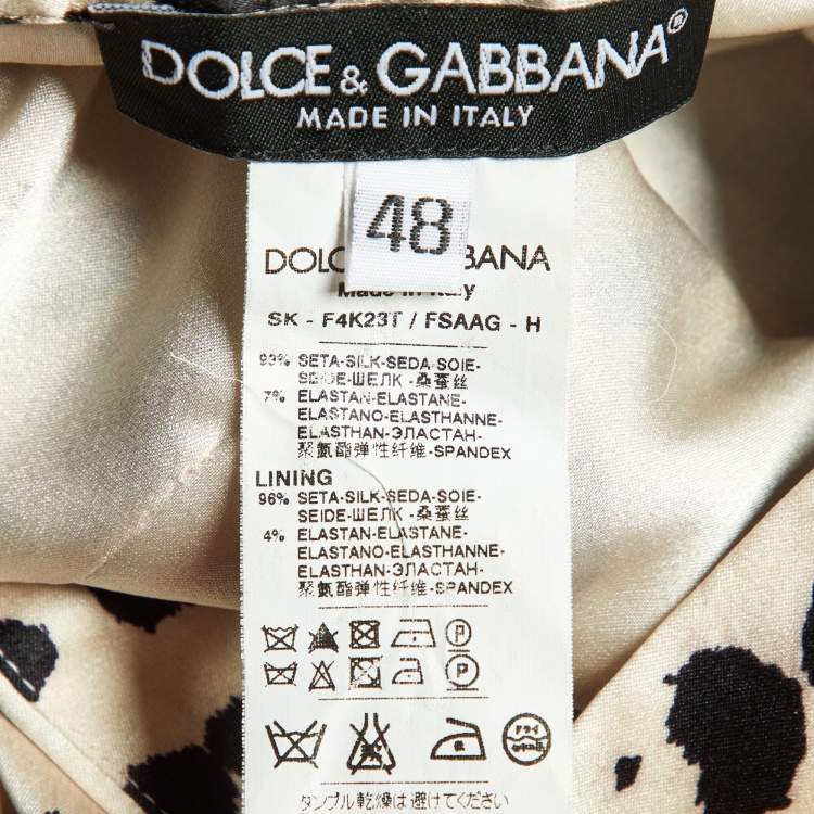 Pre Owned Dolce & Gabbana Leopard Print Silk Satin Maxi Skirt L
