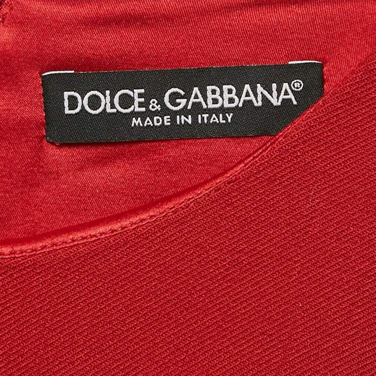 Pre Owned Dolce & Gabbana Red Queen's Angels Applique Wool Shift Dress S