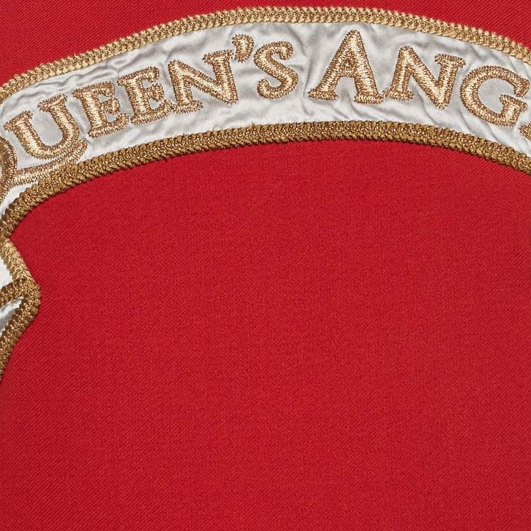 Pre Owned Dolce & Gabbana Red Queen's Angels Applique Wool Shift Dress S