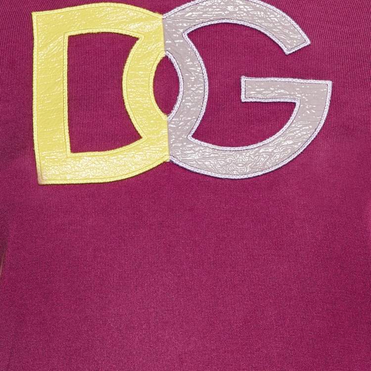 Pre Owned Dolce & Gabbana Multicolor DG Logo Polyester Sweater M