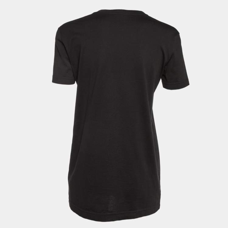Pre Owned Dolce & Gabbana Black Sequined Cotton Crew Neck T-shirt S
