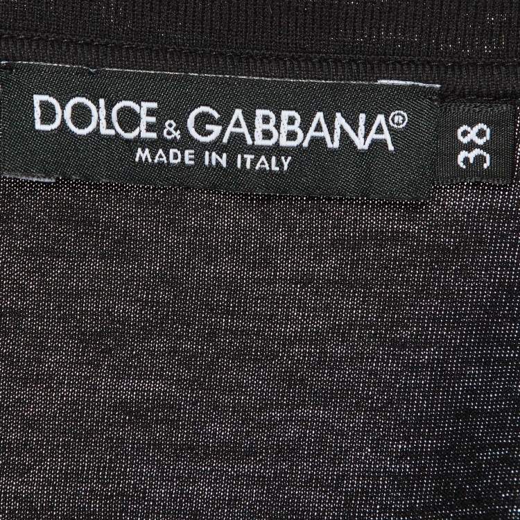 Pre Owned Dolce & Gabbana Black Sequined Cotton Crew Neck T-shirt S
