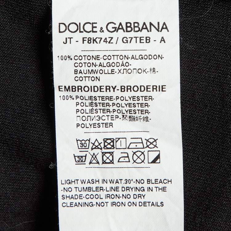 Pre Owned Dolce & Gabbana Black Sequined Cotton Crew Neck T-shirt S