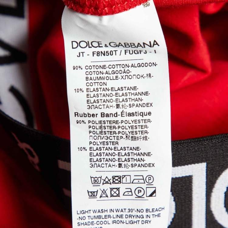 Pre Owned Dolce & Gabbana Red Jersey Logo Detail Leggings & Crop Top Set S