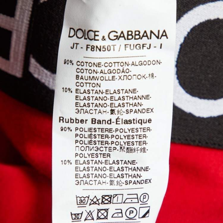 Pre Owned Dolce & Gabbana Red Jersey Logo Detail Leggings & Crop Top Set S
