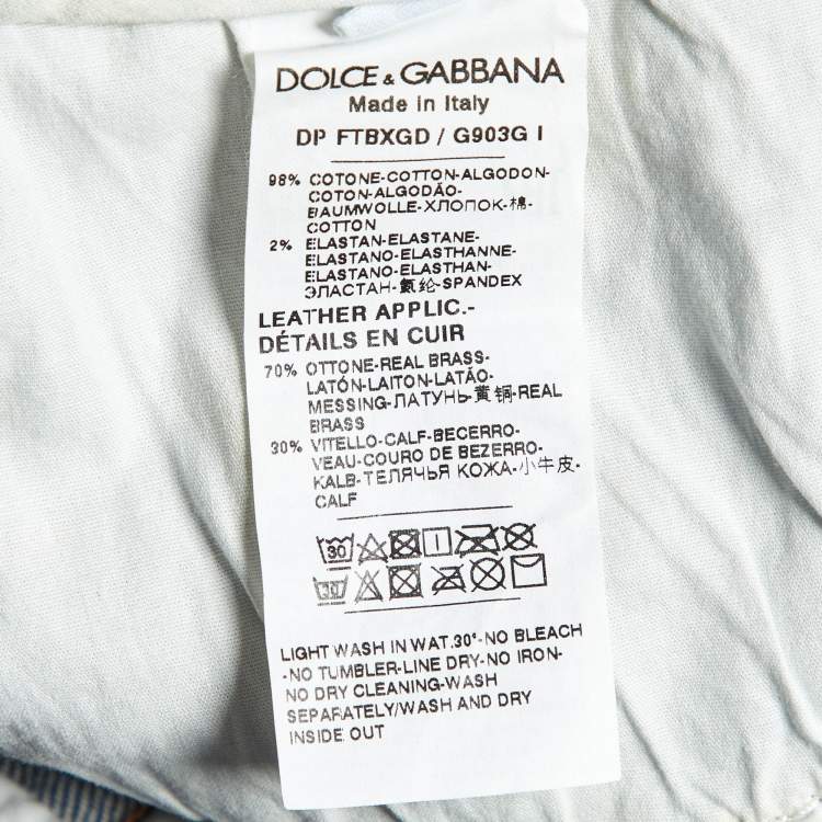 Pre Owned Dolce & Gabbana Blue Glitter Print Denim Amber Fit Jeans M/Waist 27"