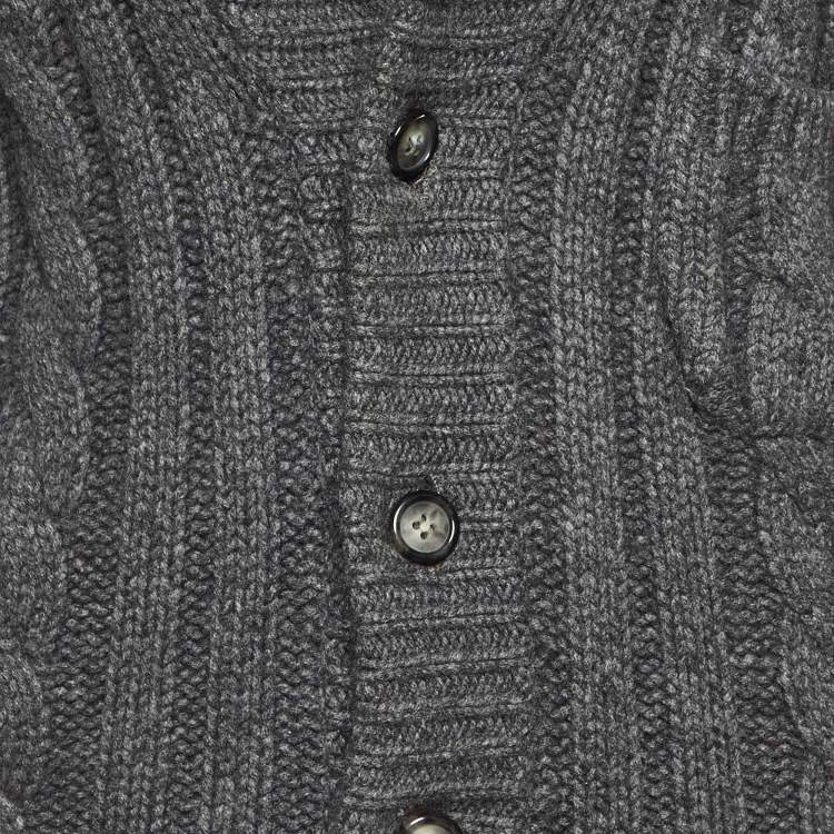 Pre Owned Dolce & Gabbana Grey Chunky Knit Button Front Cardigan XL