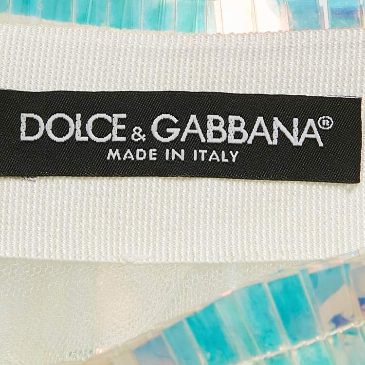Pre Owned Dolce & Gabbana Iridescent Synthetic Fringed Mini Skirt M