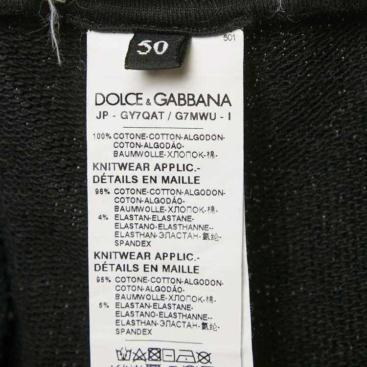 Pre Owned Dolce & Gabbana Black Embroidered Cotton Contrast Side Trimmed Trackpants XL