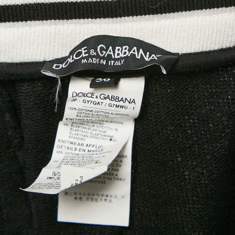 Pre Owned Dolce & Gabbana Black Embroidered Cotton Contrast Side Trimmed Trackpants XL
