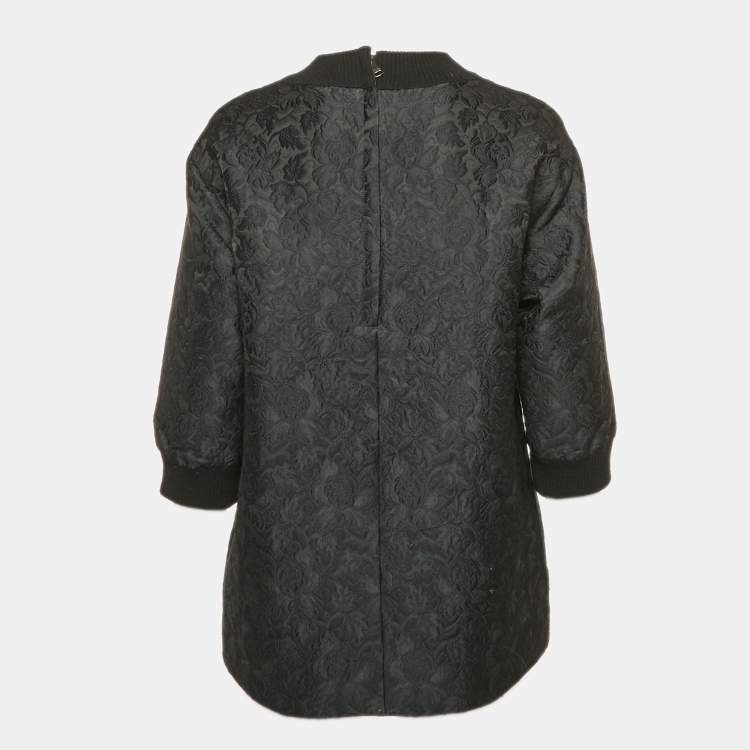 Pre Owned Dolce & Gabbana Black Jacquard Crew Neck Top S