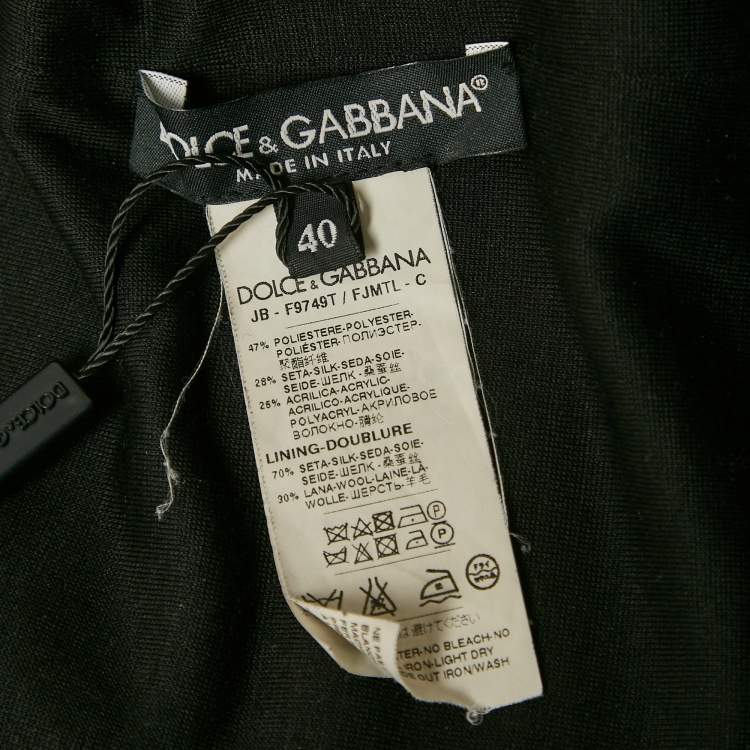 Pre Owned Dolce & Gabbana Black Jacquard Crew Neck Top S
