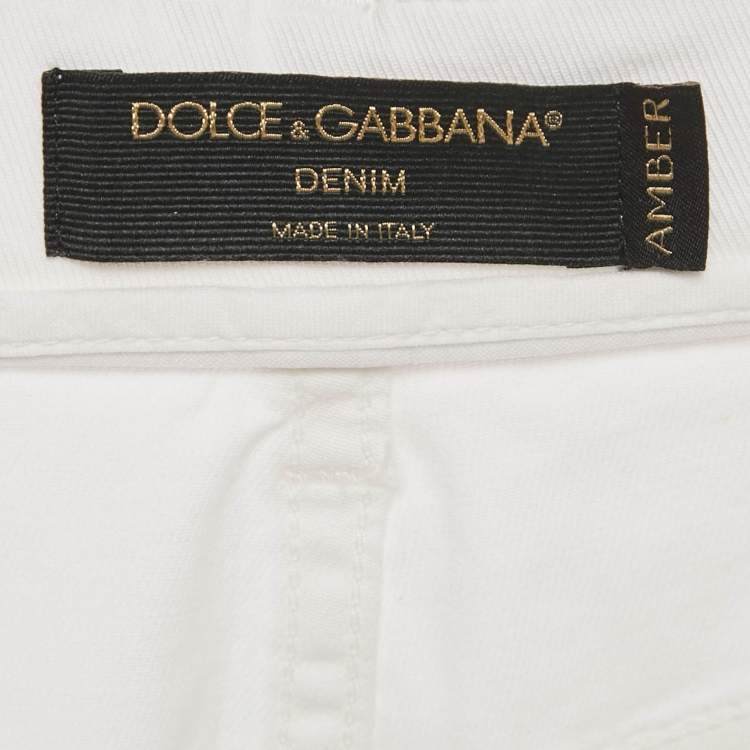 Pre Owned Dolce & Gabbana White Denim High-Waist Jeans M Waist 26"