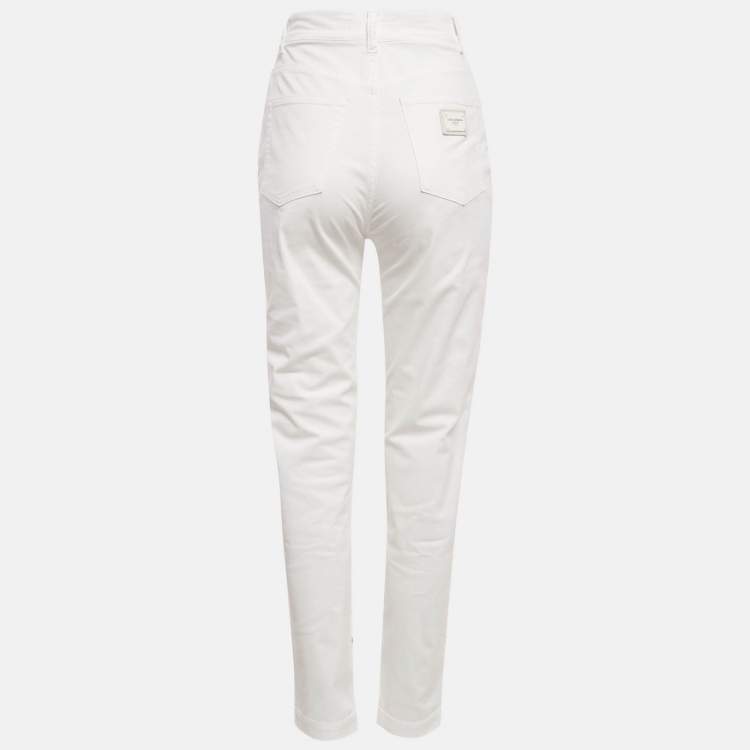 Pre Owned Dolce & Gabbana White Denim High-Waist Jeans M Waist 26"