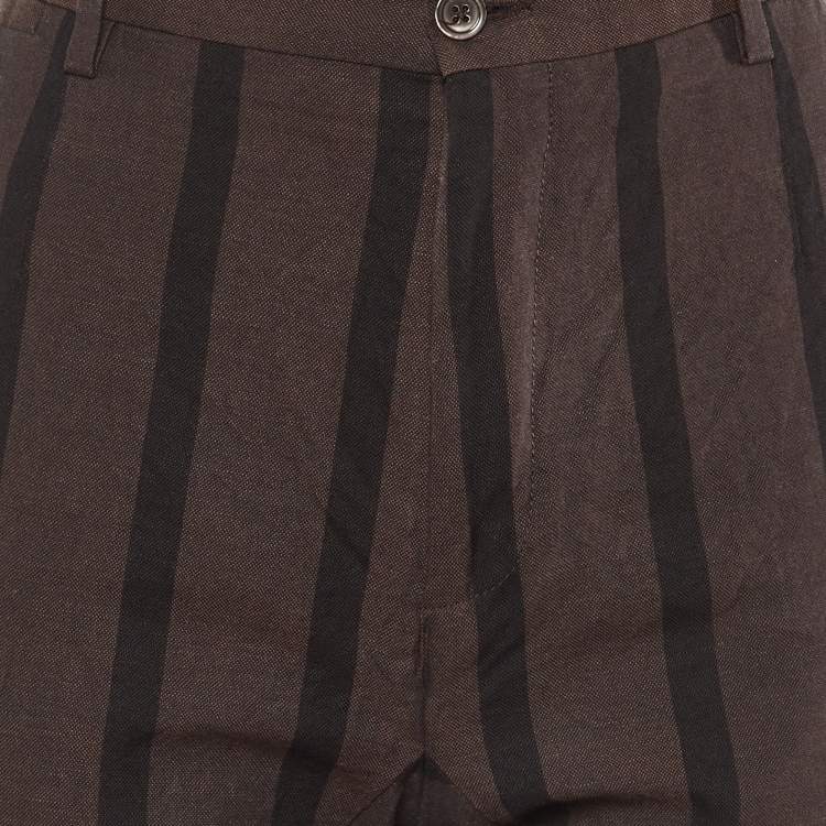 مملوكة مسبقًا Dolce & Gabbana Brown Striped Linen Trousers M