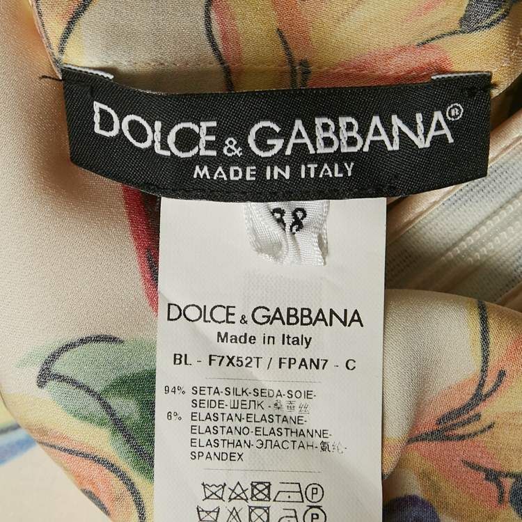 Pre Owned Dolce & Gabbana Multicolor Printed Long Sleeve Silk Tunic S