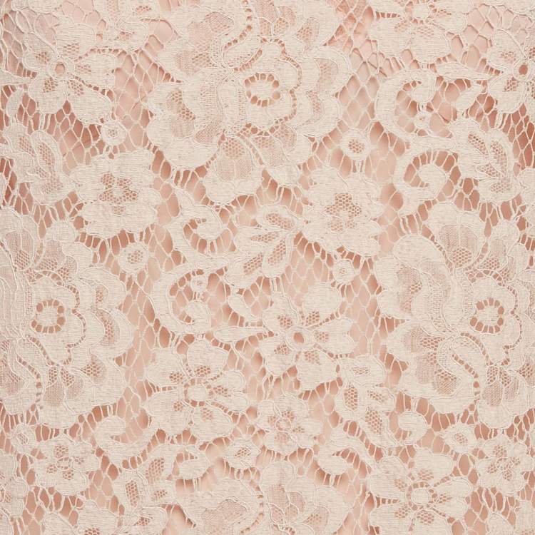 Pre Owned Dolce & Gabbana Pink Lace Feather Embellished Mini Dress S