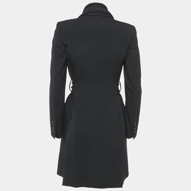 Pre Owned Dolce & Gabbana Black Wool Single Breasted Trench Coat XS