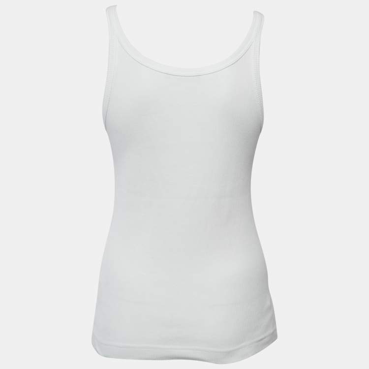 Pre Owned Dolce & Gabbana White Rib Knit Tank Top M