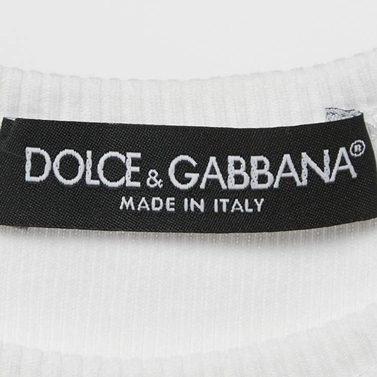 Pre Owned Dolce & Gabbana White Rib Knit Tank Top M