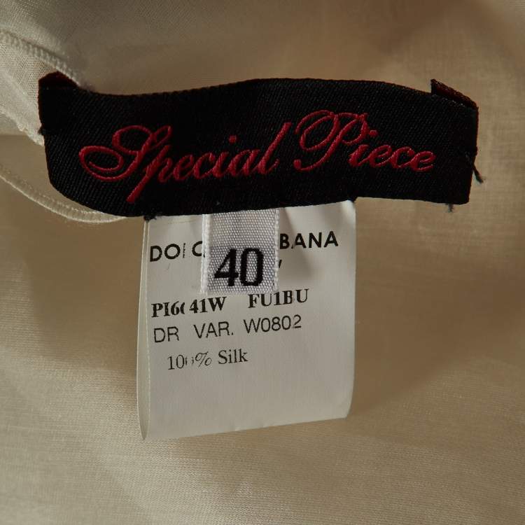Pre Owned Dolce & Gabbana white & Pink Organza Ruffled Mini Dress S