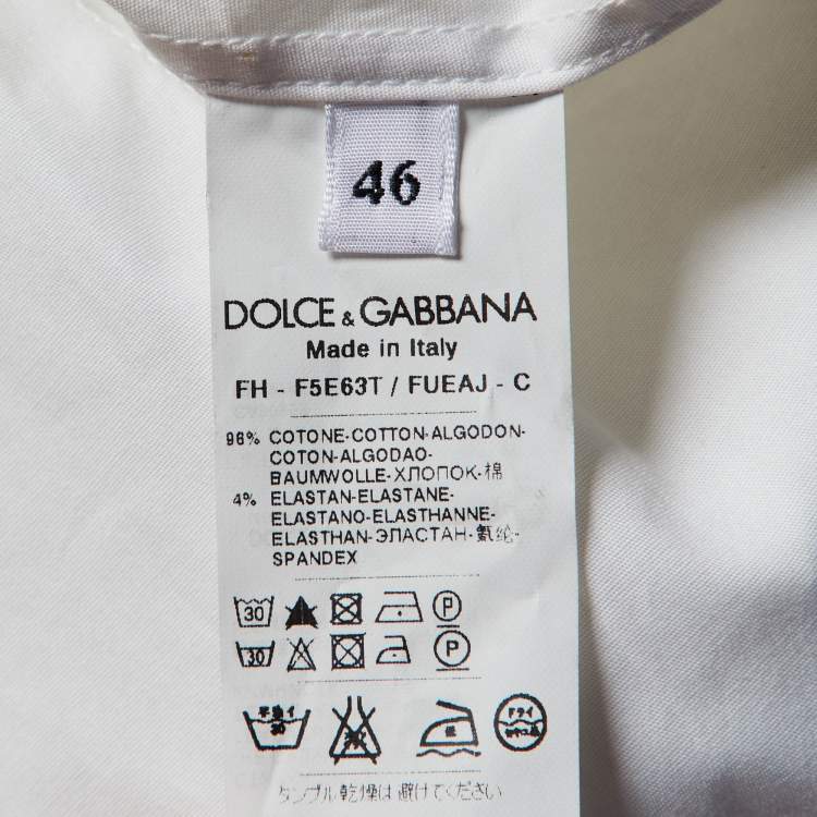 Pre Owned Dolce & Gabbana White Stretch Cotton Button Front Shirt L
