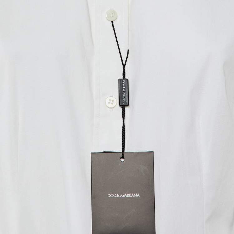 Pre Owned Dolce & Gabbana White Stretch Cotton Button Front Shirt L