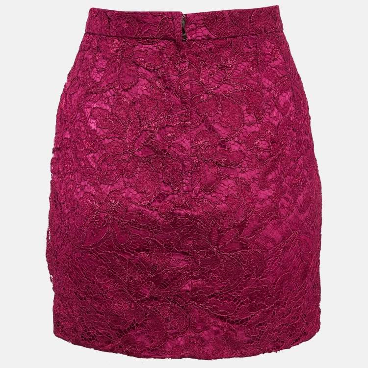 Pre Owned Dolce & Gabbana Pink Lace Mini Skirt M