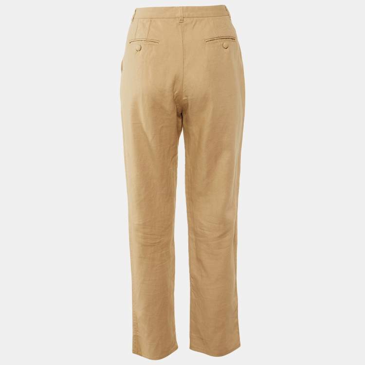 Pre Owned Dolce & Gabbana Beige Cotton Tapered Leg Pants L
