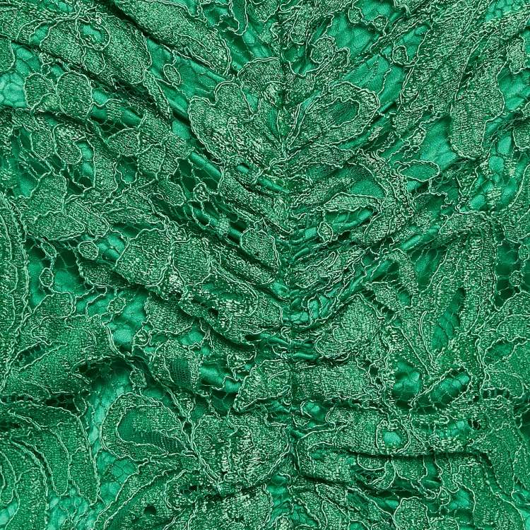 Pre Owned Dolce & Gabbana Green Lace Strapless Short Dress L