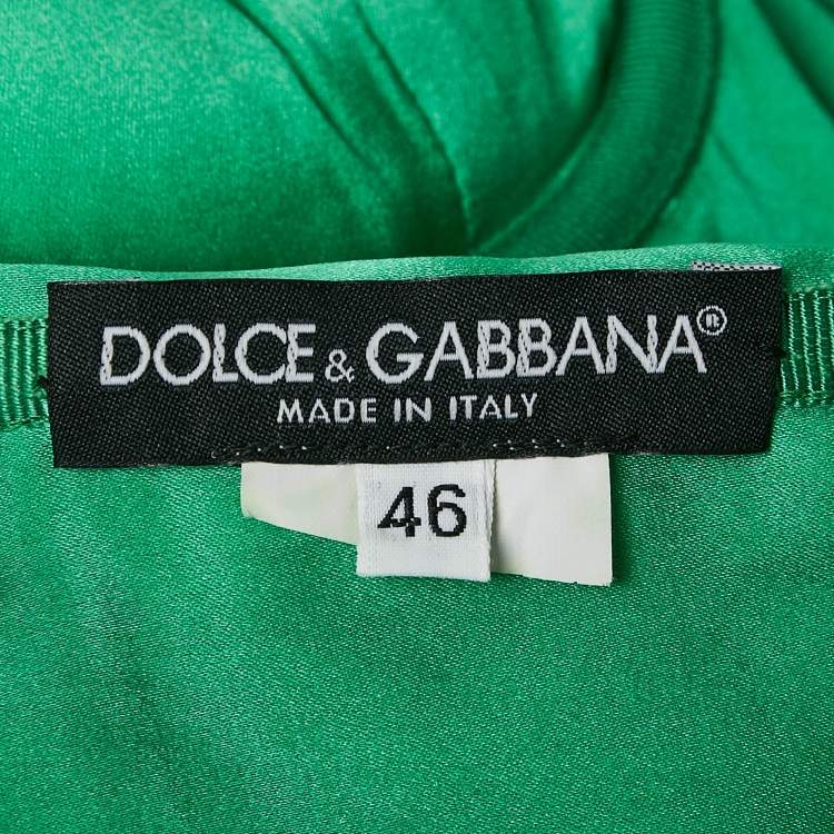 Pre Owned Dolce & Gabbana Green Lace Strapless Short Dress L