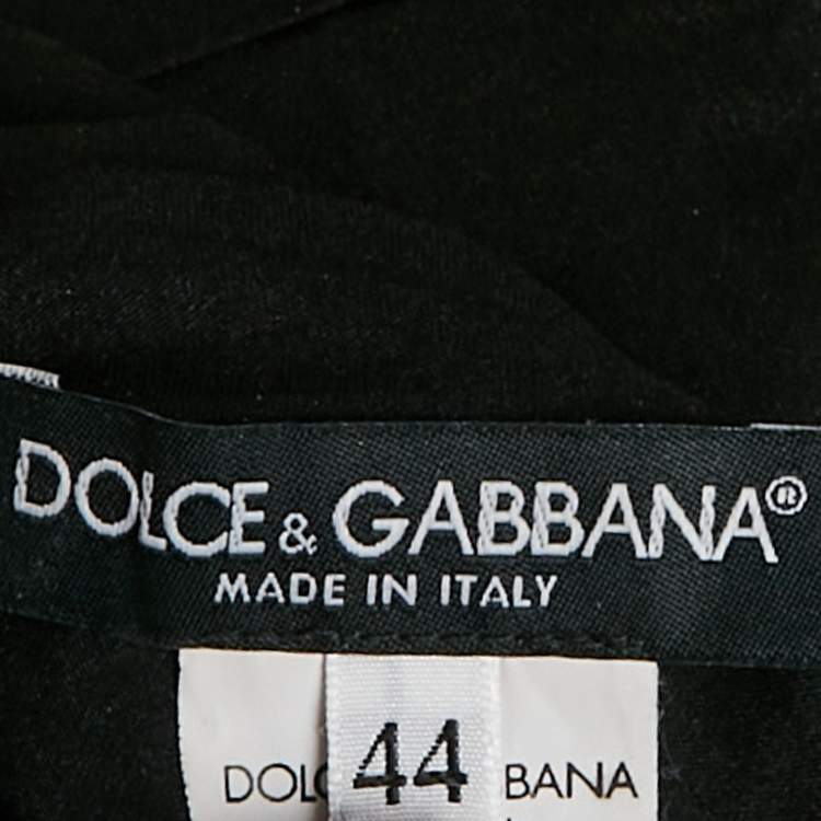 Pre Owned Dolce & Gabbana Black Lace and Polka Dot Print Silk Mini Dress M